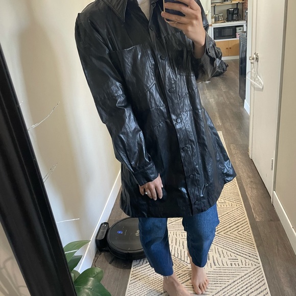 NEW BEAUTIFUL LEATHER DUSTER/ COAT OR DRESS ZARA SIZE LARGE - will fit sm/md - Picture 9 of 9